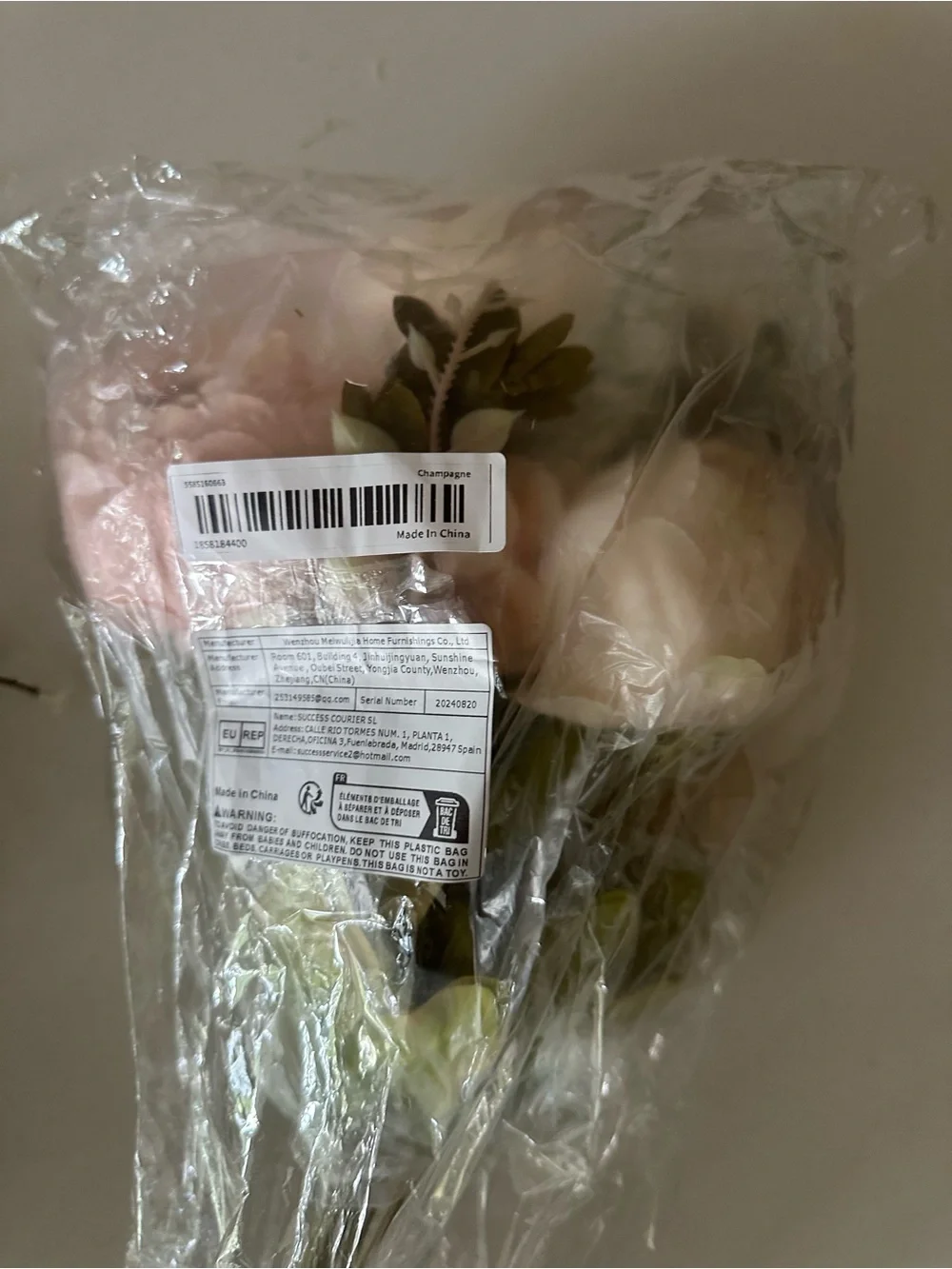 Champagne Faux Peony Stems by